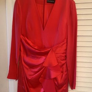 HANEY, Draped Ruffle Silk Mini Dress In Hot Pink, 100% silk